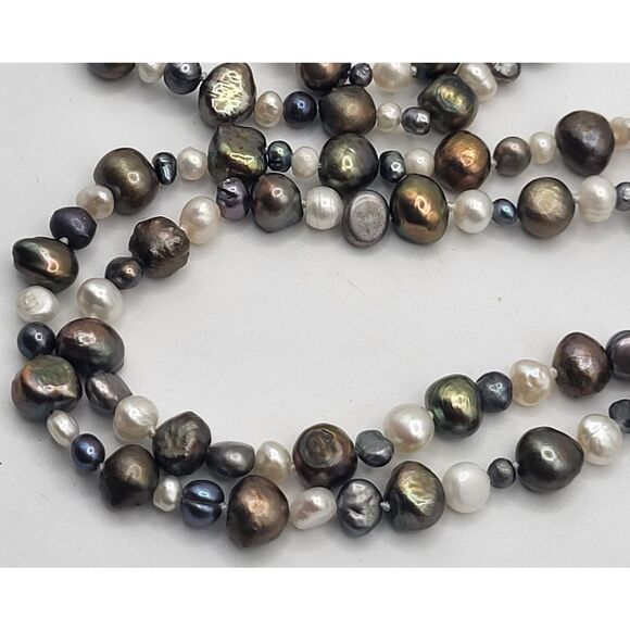 Pearl Jewelry - Tahitian Pearl Necklace Long Strand Grayish Multicolor Opera Length 49in
